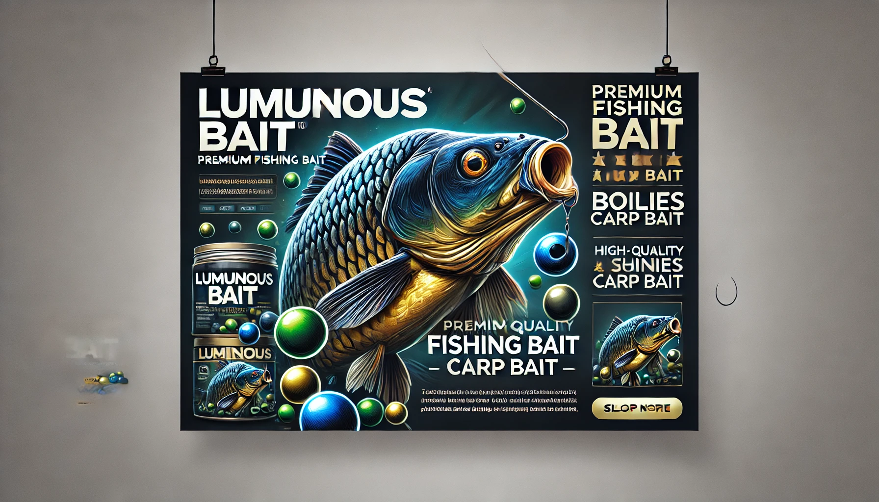 DALL·E 2025-03-21 01.09.15 - A professional and eye-catching banner advertisement for 'luminousbait,' a premium fishing bait brand specializing in boilies carp bait. The design sh